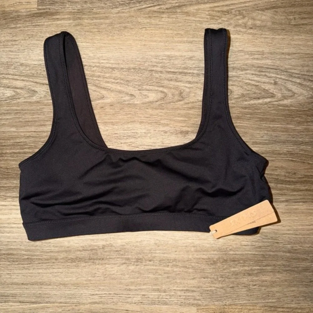 SKIMS‎ Recycled Swim Tank Bikini Top Womens Large Onyx Black NWT